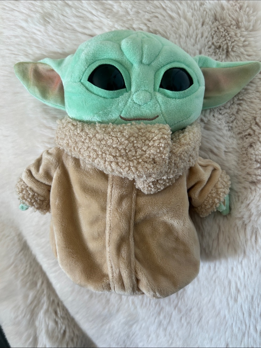 Official Star Wars Baby Yoda Plush in Green with Tan Sherpa Coat